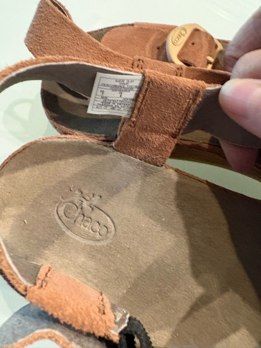 Chaco Clay Suede Strappy Adjustable Sandal, 7 - Picture 5 of 9
